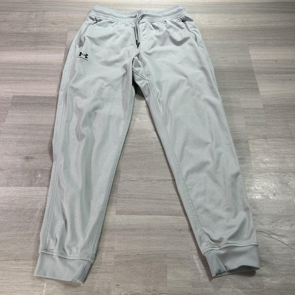 Under Armour Sweatpants Mens Large Gray Knit Jogger Zip Pockets Athletic 1366207